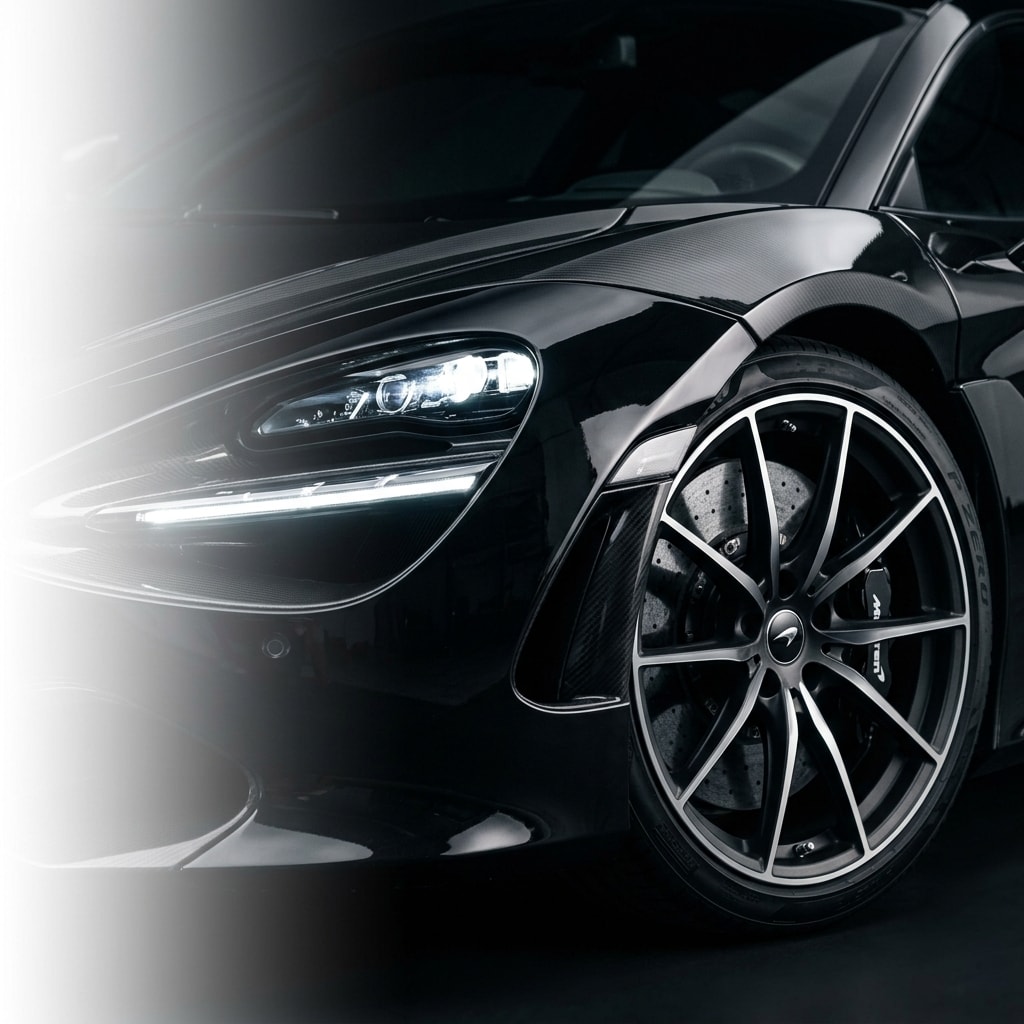 Sports car headlight close-up